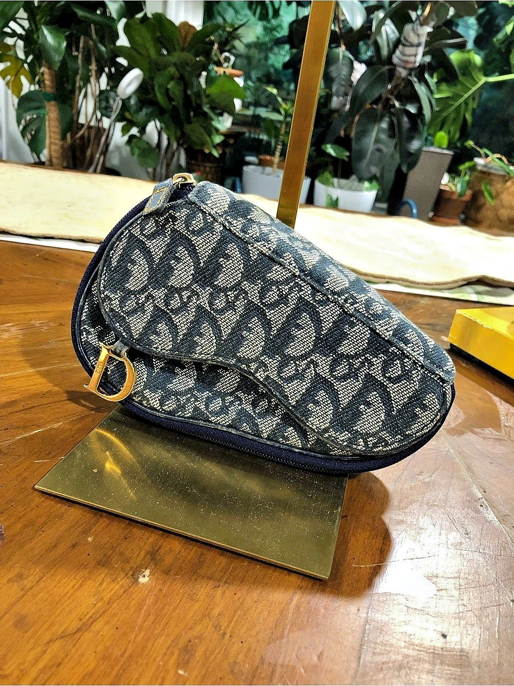 Christian Dior Oblique Saddle Pouch Shoulder Bag Black & Gray